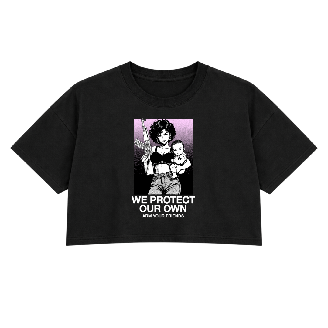WE PROTECT OUR OWN PREMIUM CROP TEE (FRONT ONLY)
