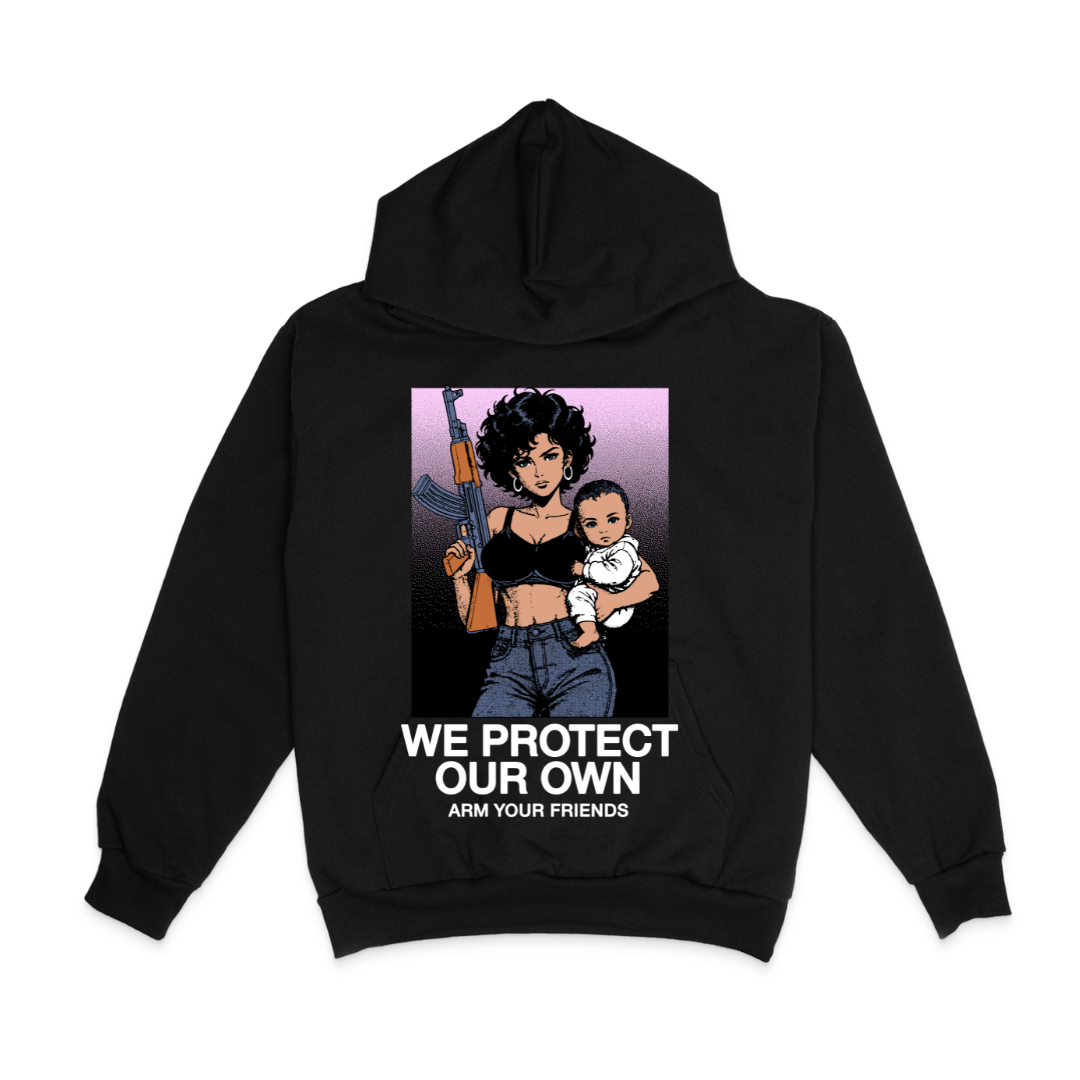 WE PROTECT OUR OWN HOODIE COLORED (FRONT ONLY)