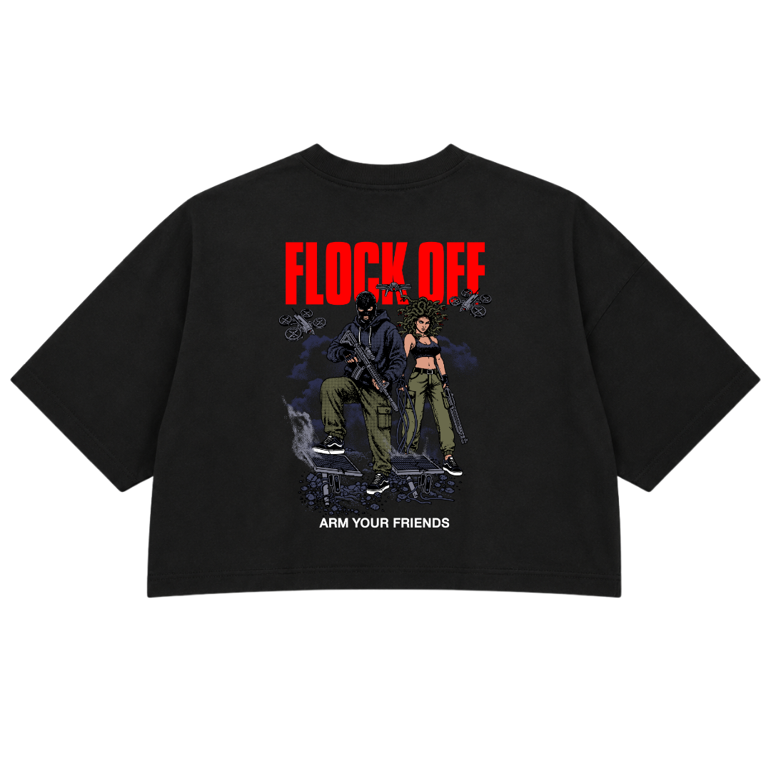 FLOCK OFF PREMIUM CROP TEE (DOUBLE SIDED) - COLORED