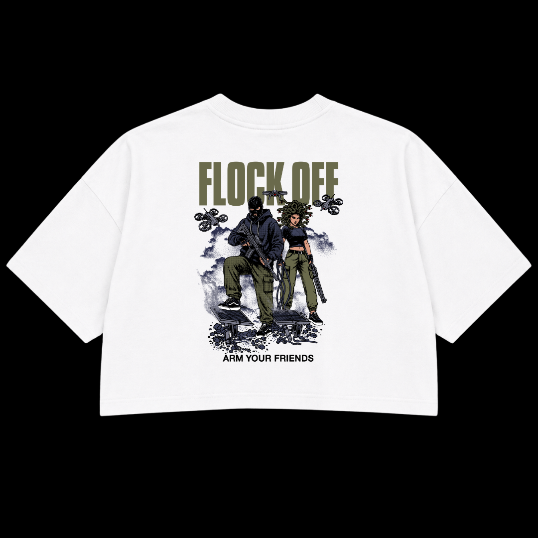 FLOCK OFF PREMIUM CROP TEE (DOUBLE SIDED) - GREEN