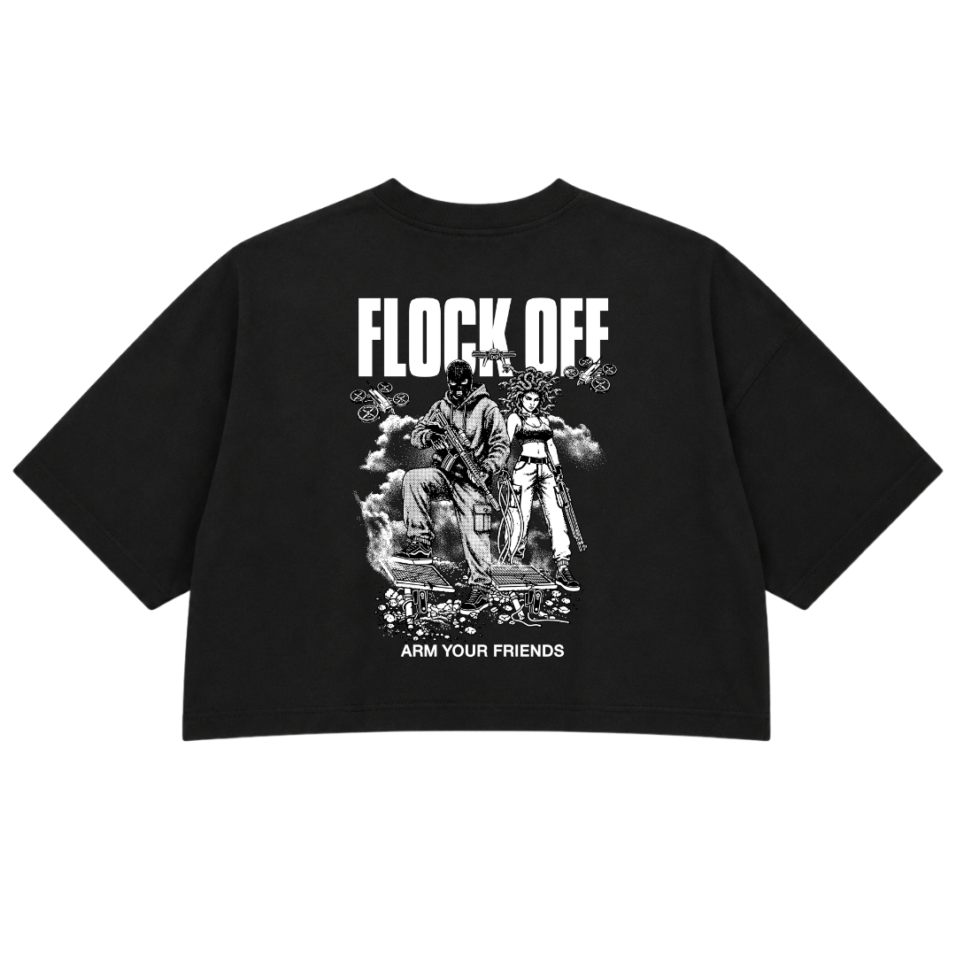 FLOCK OFF PREMIUM CROP TEE (DOUBLE SIDED)