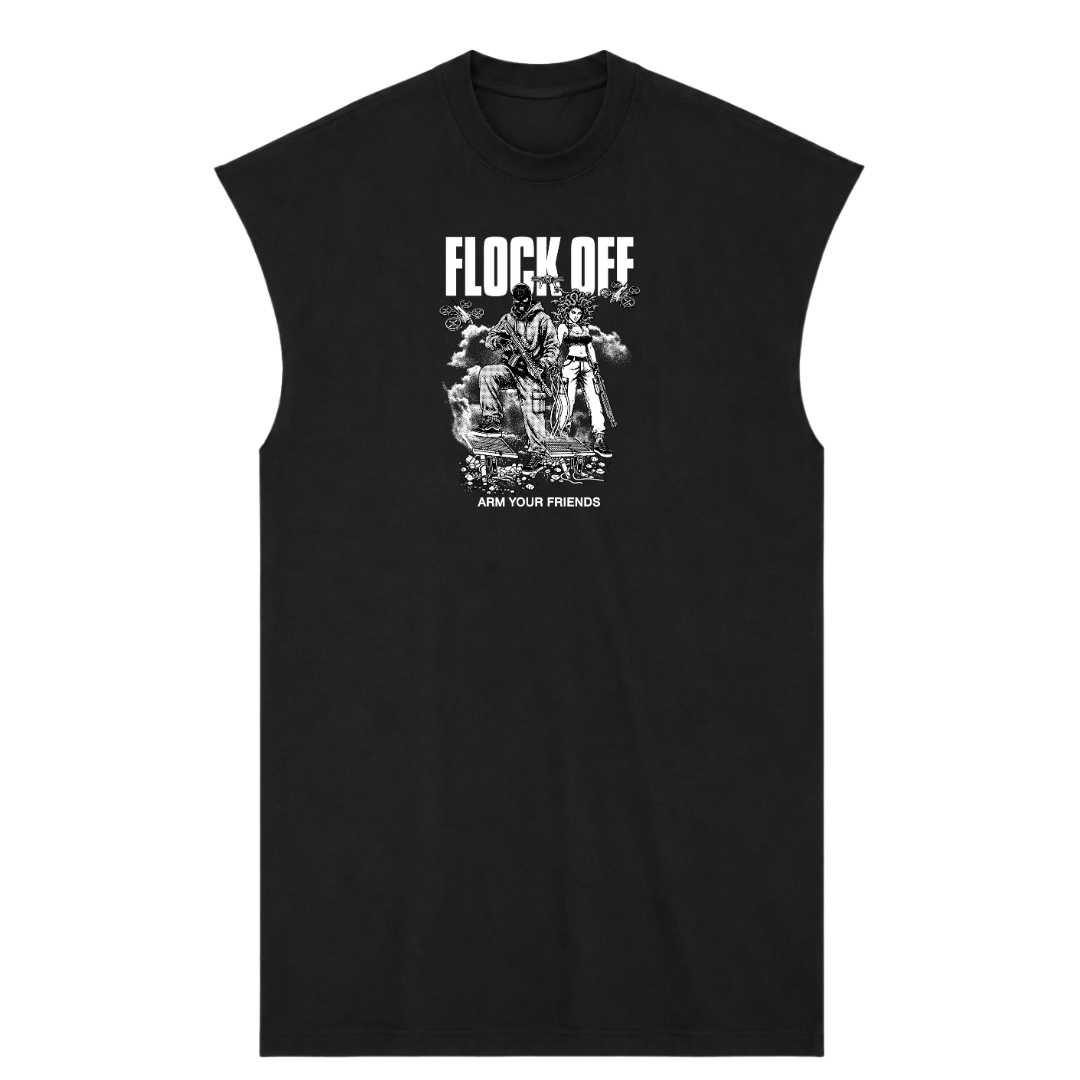 FLOCK OFF PREMIUM MUSCLE TEE (FRONT ONLY)
