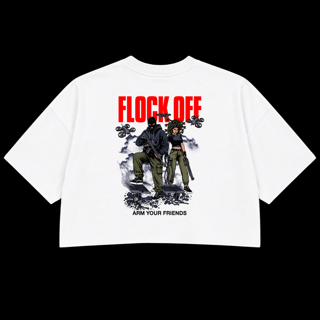 FLOCK OFF PREMIUM CROP TEE (DOUBLE SIDED) - RED