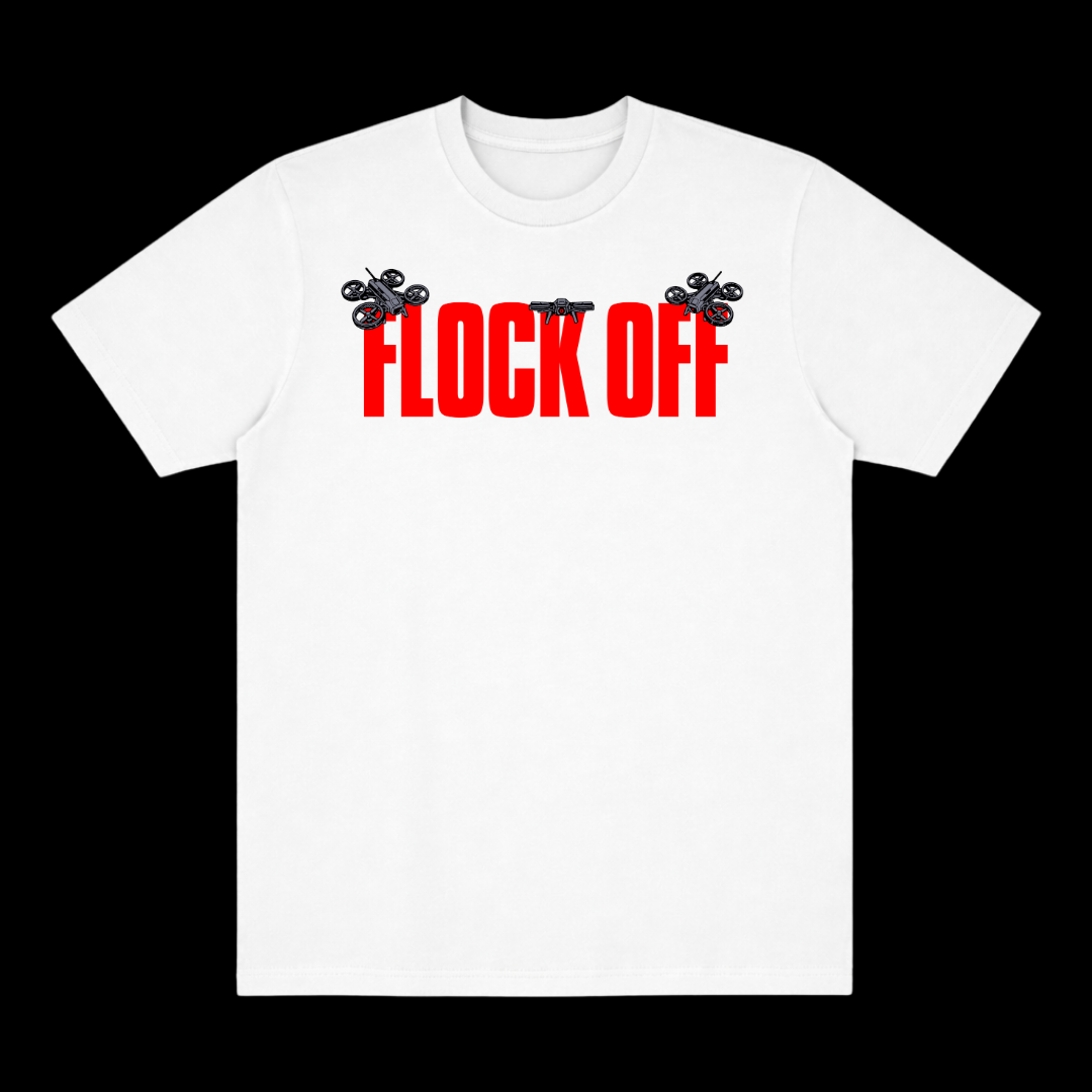 FLOCK OFF CLASSIC TEE (FRONT ONLY) - RED TEXT