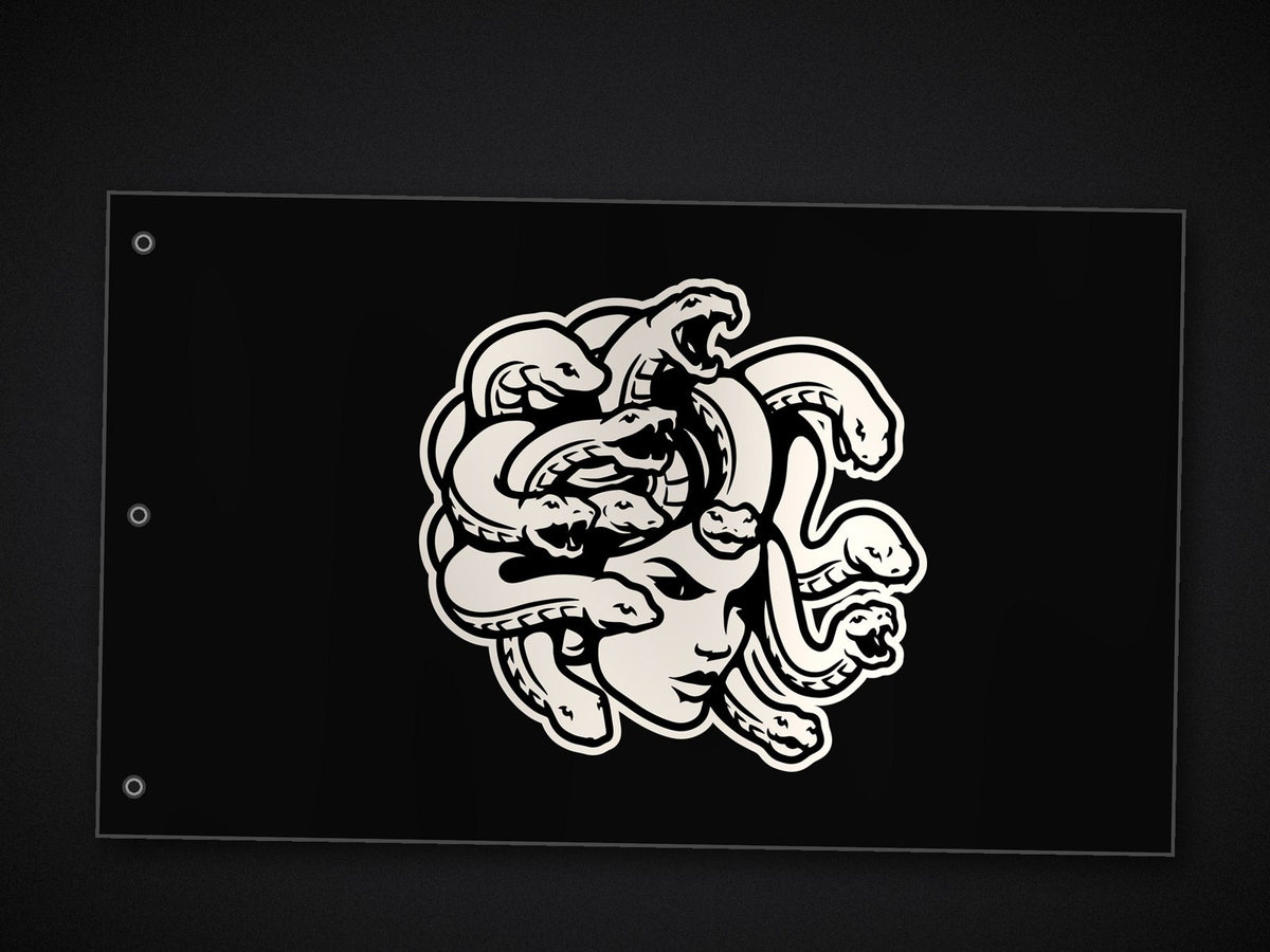 Medusa 3x5 flag with 3 grommets on the hoist side