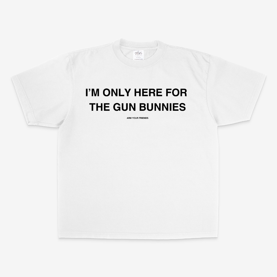 HERE FOR THE GUN BUNNIES OVERSIZE TEE (MONOCHROME)