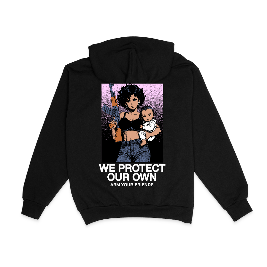 WE PROTECT OUR OWN HOODIE - COLORED (DOUBLE SIDED)