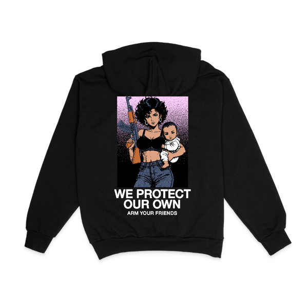 WE PROTECT OUR OWN HOODIE - COLORED (DOUBLE SIDED)