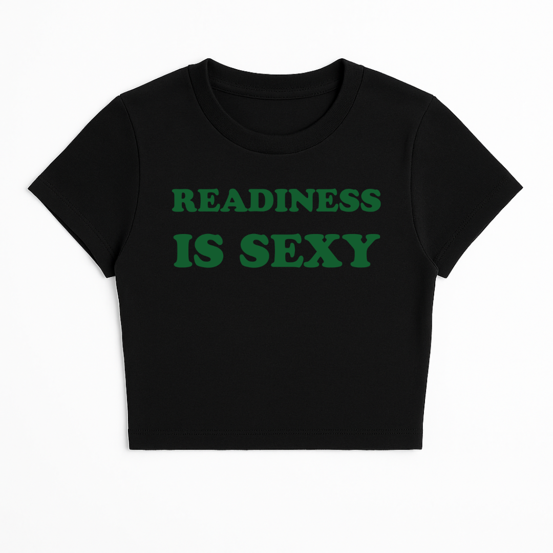 READINESS IS SEXY BABY TEE (GREEN FONT)