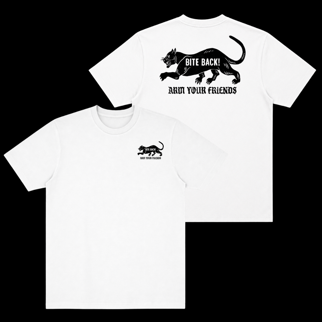 BITE BACK CLASSIC TEE (DOUBLE SIDED) - BLACK AND WHITE