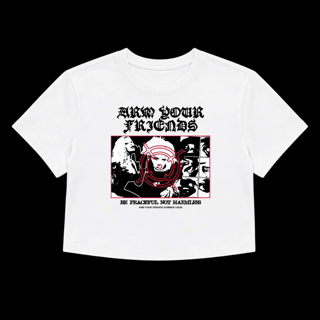BE PEACEFUL NOT HARMLESS CROP TEE (FRONT ONLY)