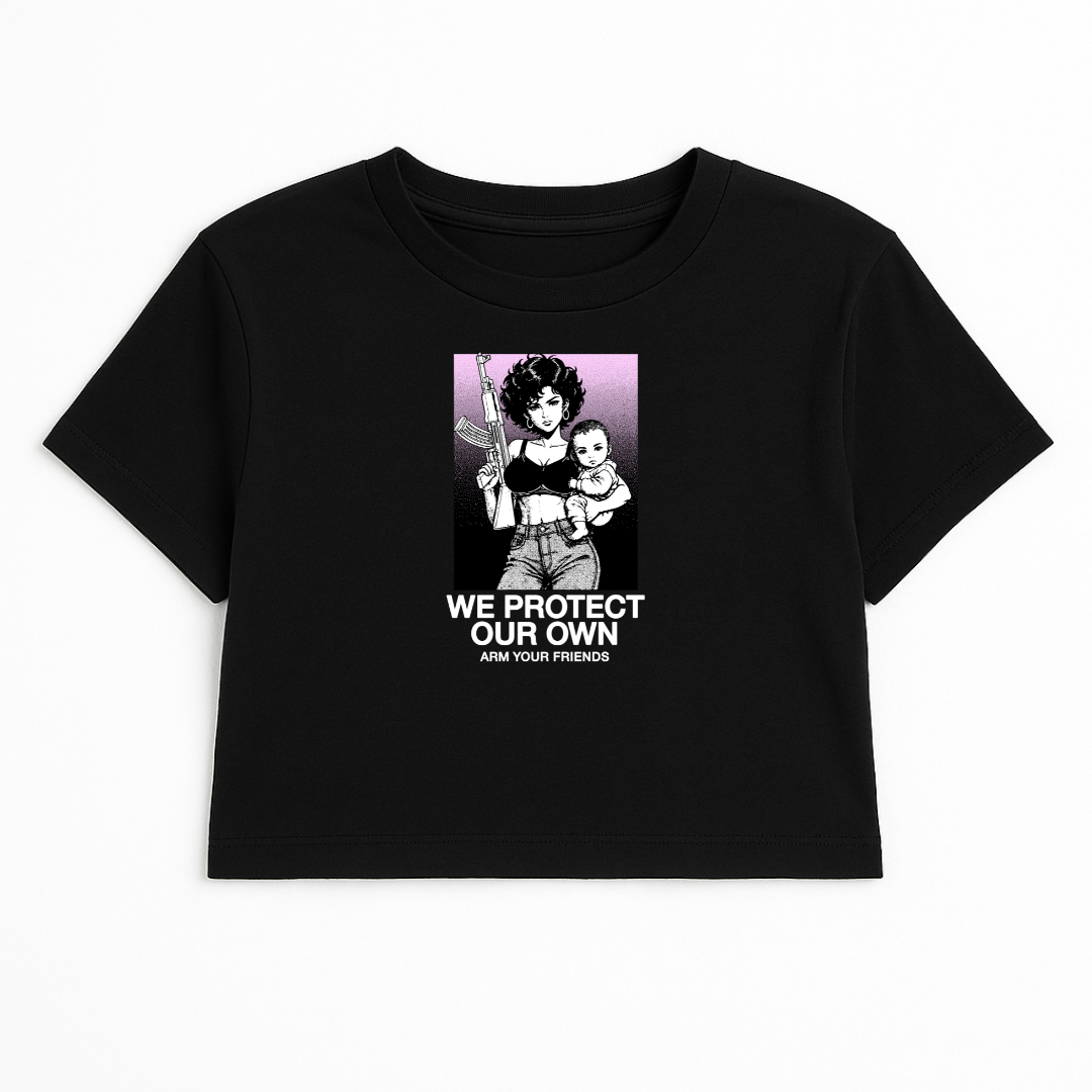 WE PROTECT OUR OWN NC CROP TEE (FRONT ONLY)