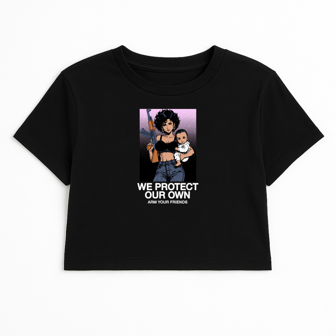 WE PROTECT OUR OWN CROP TEE - COLORED (FRONT ONLY)