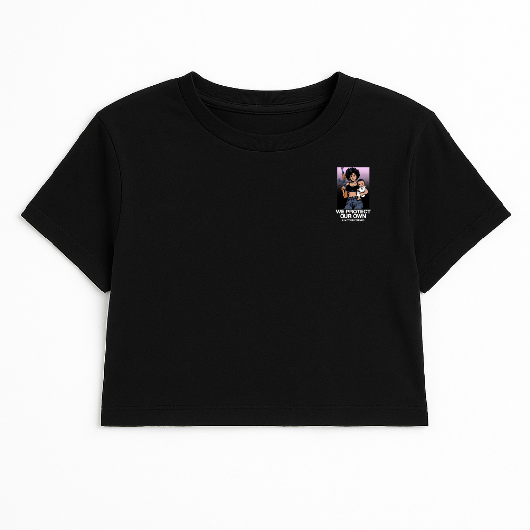 WE PROTECT OUR OWN CROP TEE - COLORED (DOUBLE SIDED)