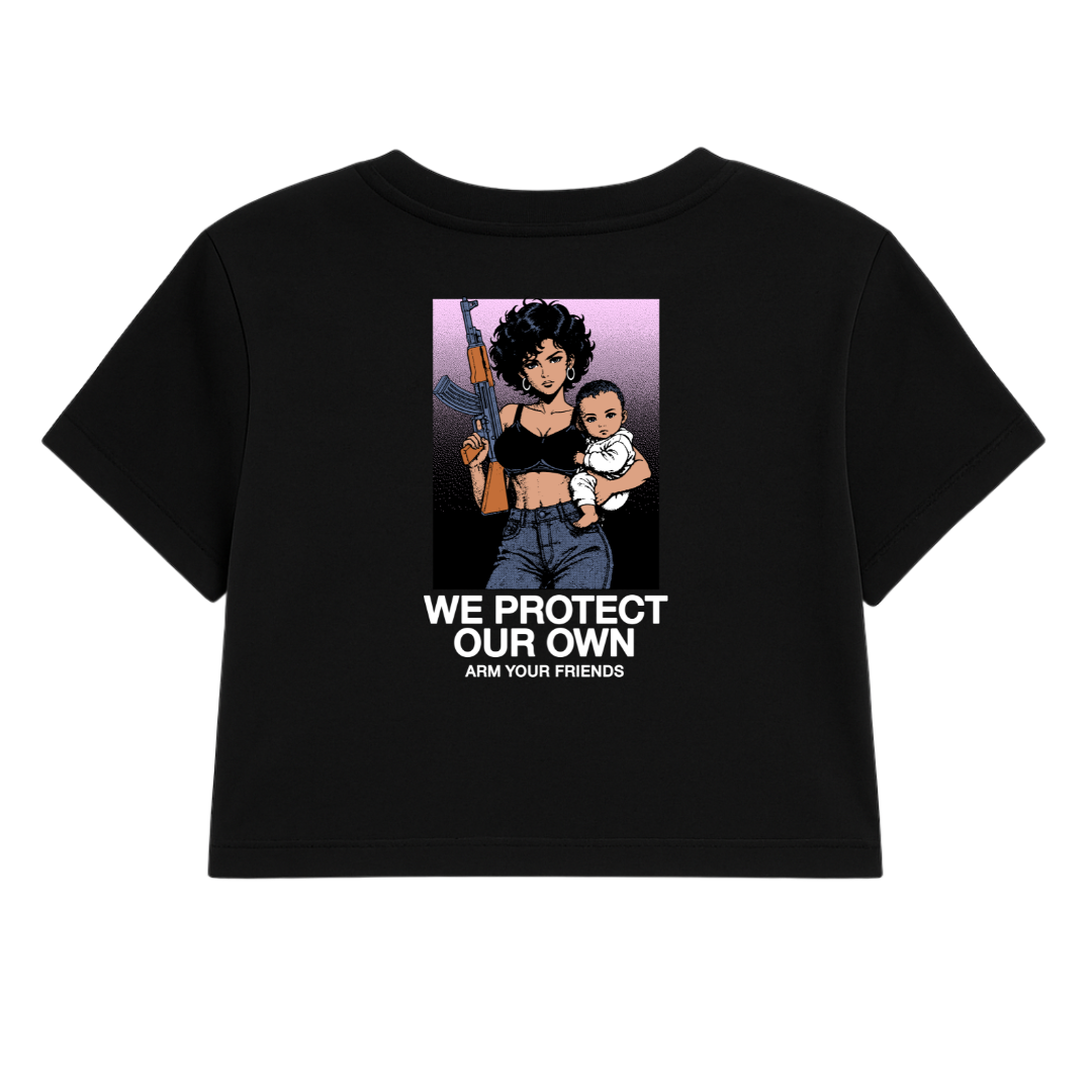 WE PROTECT OUR OWN CROP TEE - COLORED (DOUBLE SIDED)