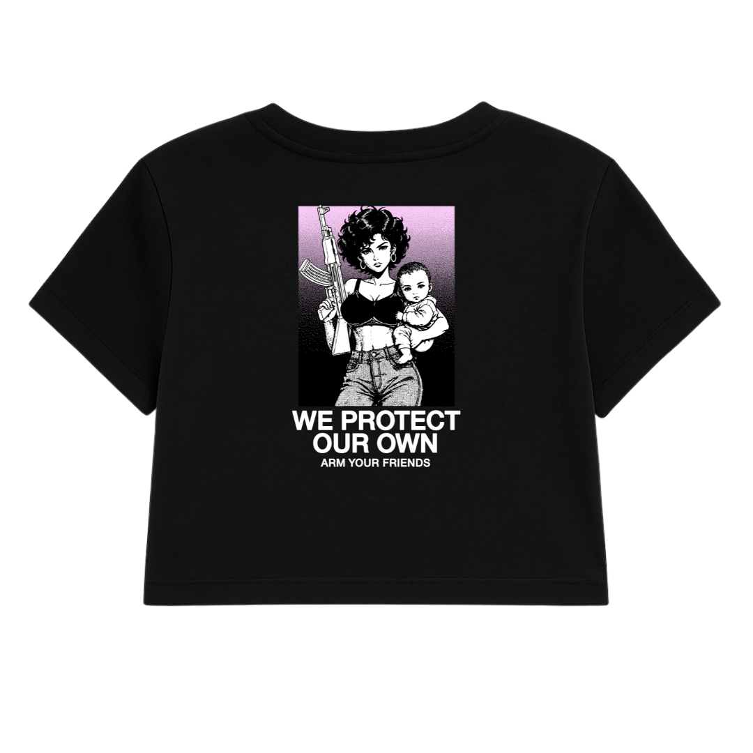 WE PROTECT OUR OWN NC CROP TEE (DOUBLE SIDED)