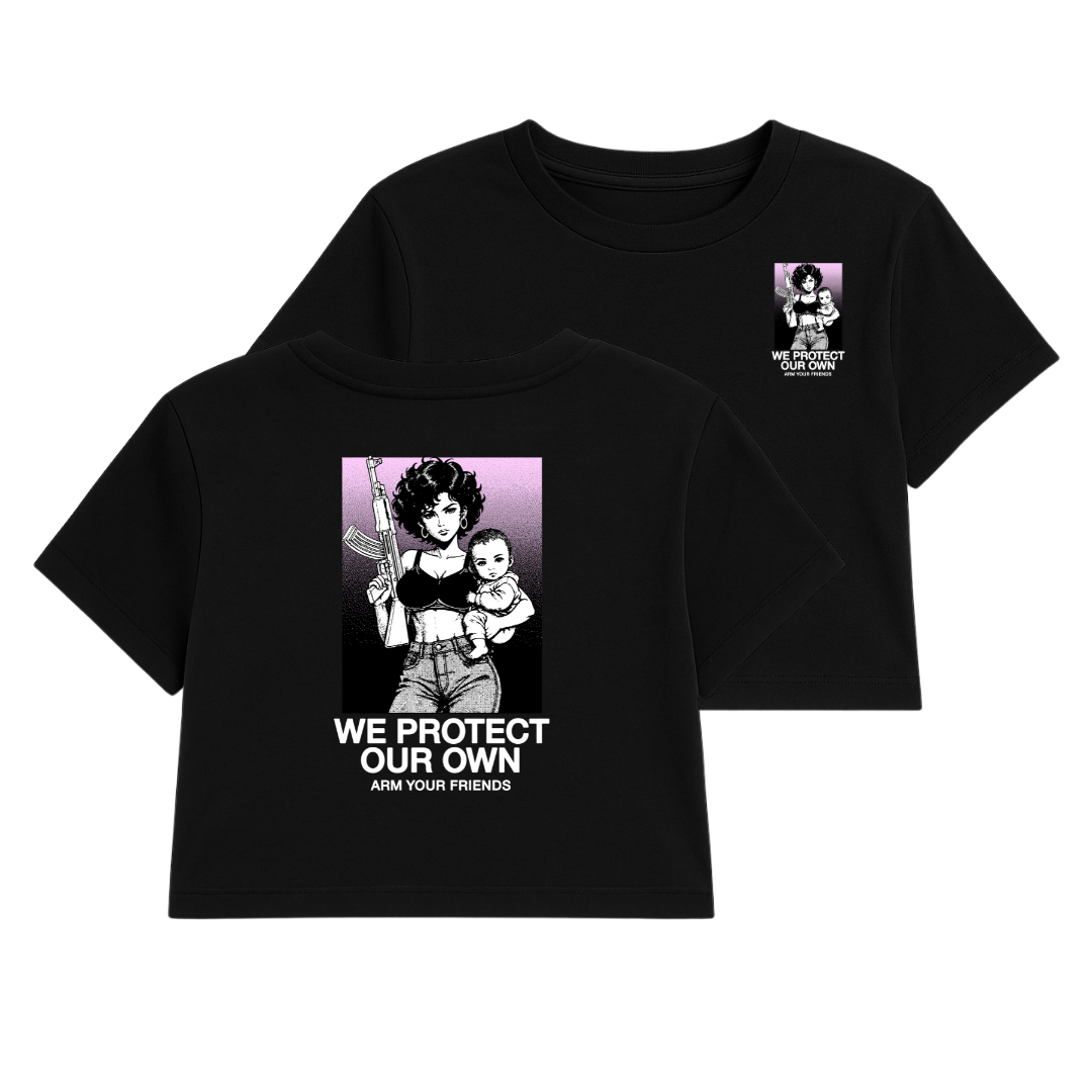 WE PROTECT OUR OWN NC CROP TEE (DOUBLE SIDED)
