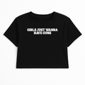 GIRLS JUST WANNA HAVE GUNS CROP TEE (MONOCHROME)