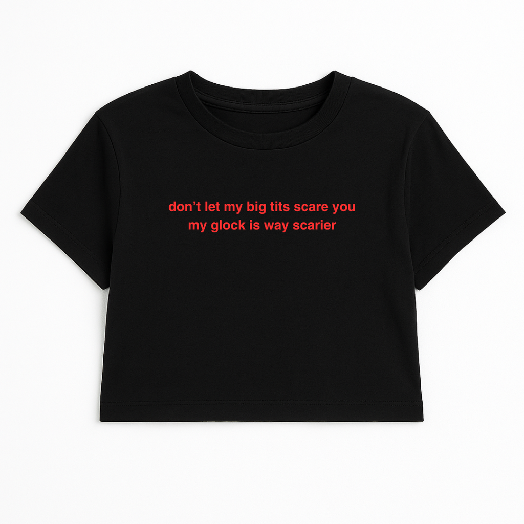 MY G*N IS WAY SCARIER CROP TEE RED