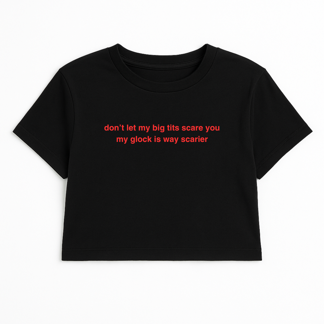MY G*N IS WAY SCARIER CROP TEE RED