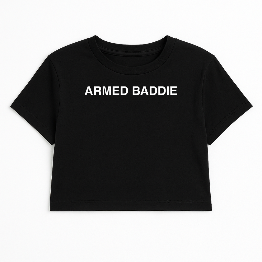 ARMED BADDIE CROP TEE (MONOCHROME)