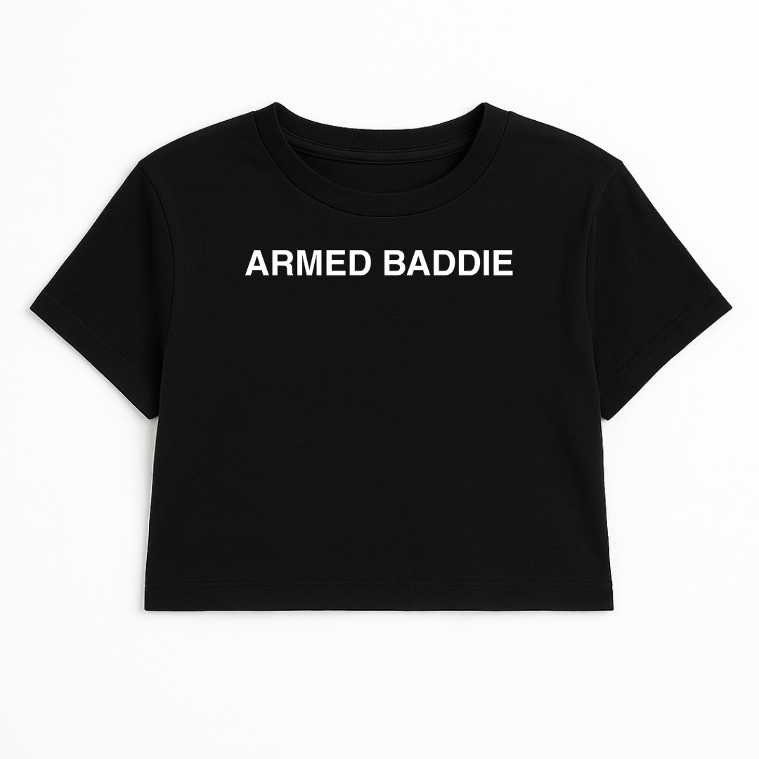 ARMED BADDIE CROP TEE (MONOCHROME)
