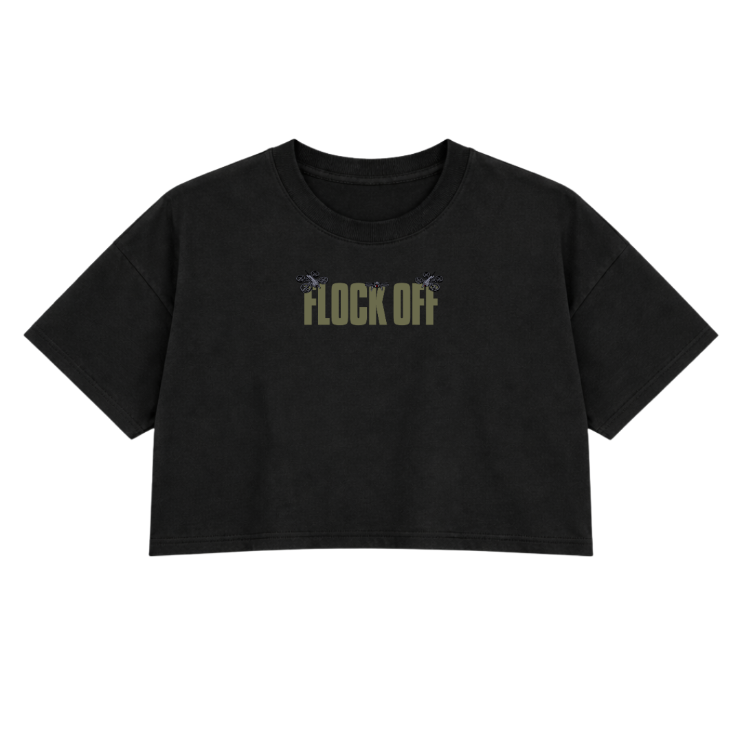 FLOCK OFF PREMIUM CROP TEE (DOUBLE SIDED) - GREEN