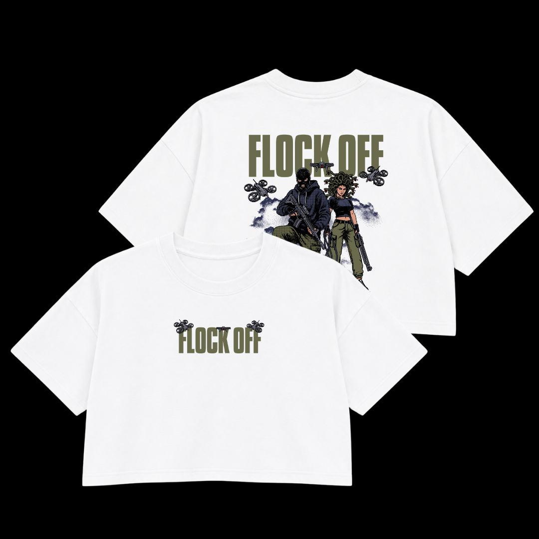 FLOCK OFF PREMIUM CROP TEE (DOUBLE SIDED) - GREEN