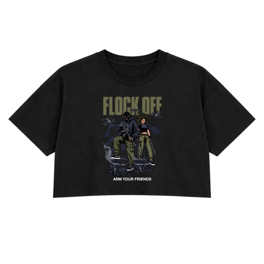 FLOCK OFF PREMIUM CROP TEE (FRONT ONLY) - GREEN