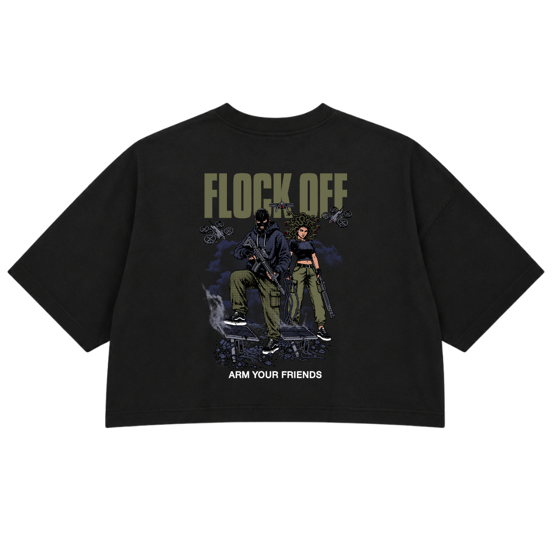 FLOCK OFF PREMIUM CROP TEE (DOUBLE SIDED) - GREEN