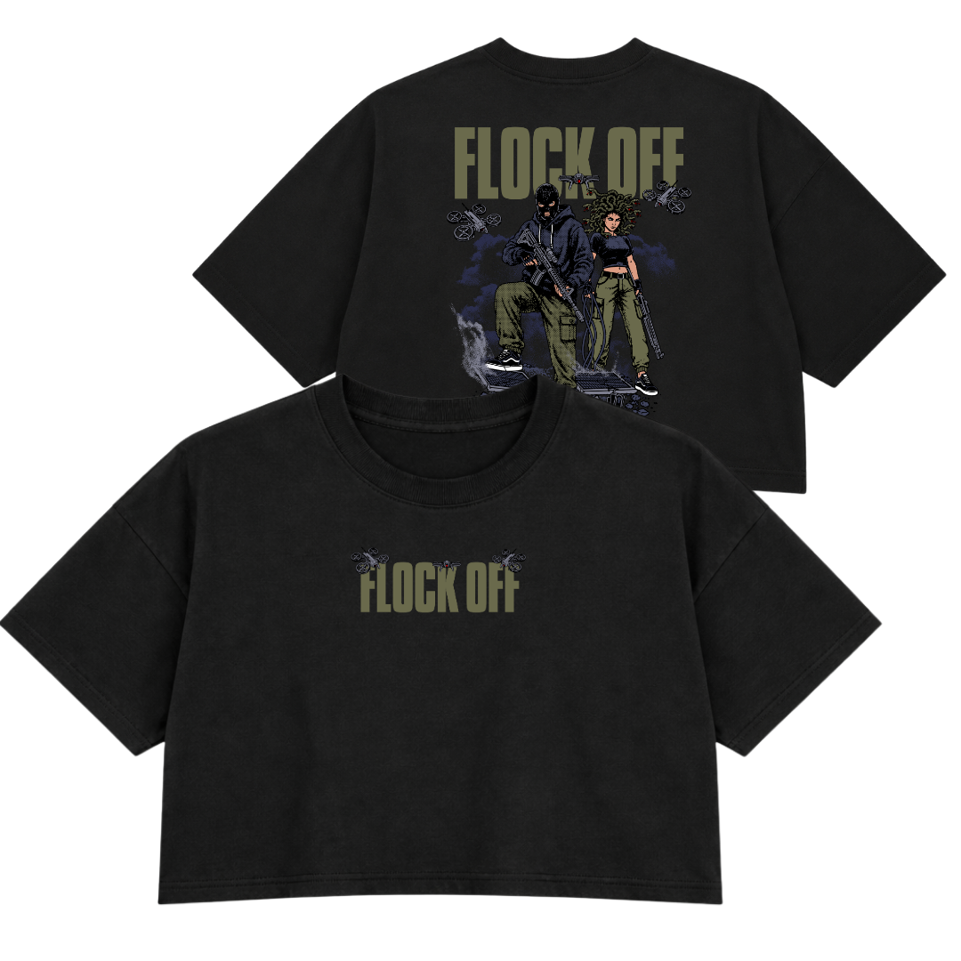 FLOCK OFF PREMIUM CROP TEE (DOUBLE SIDED) - GREEN