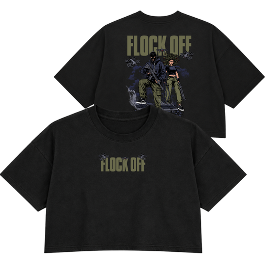 FLOCK OFF PREMIUM CROP TEE (DOUBLE SIDED) - GREEN