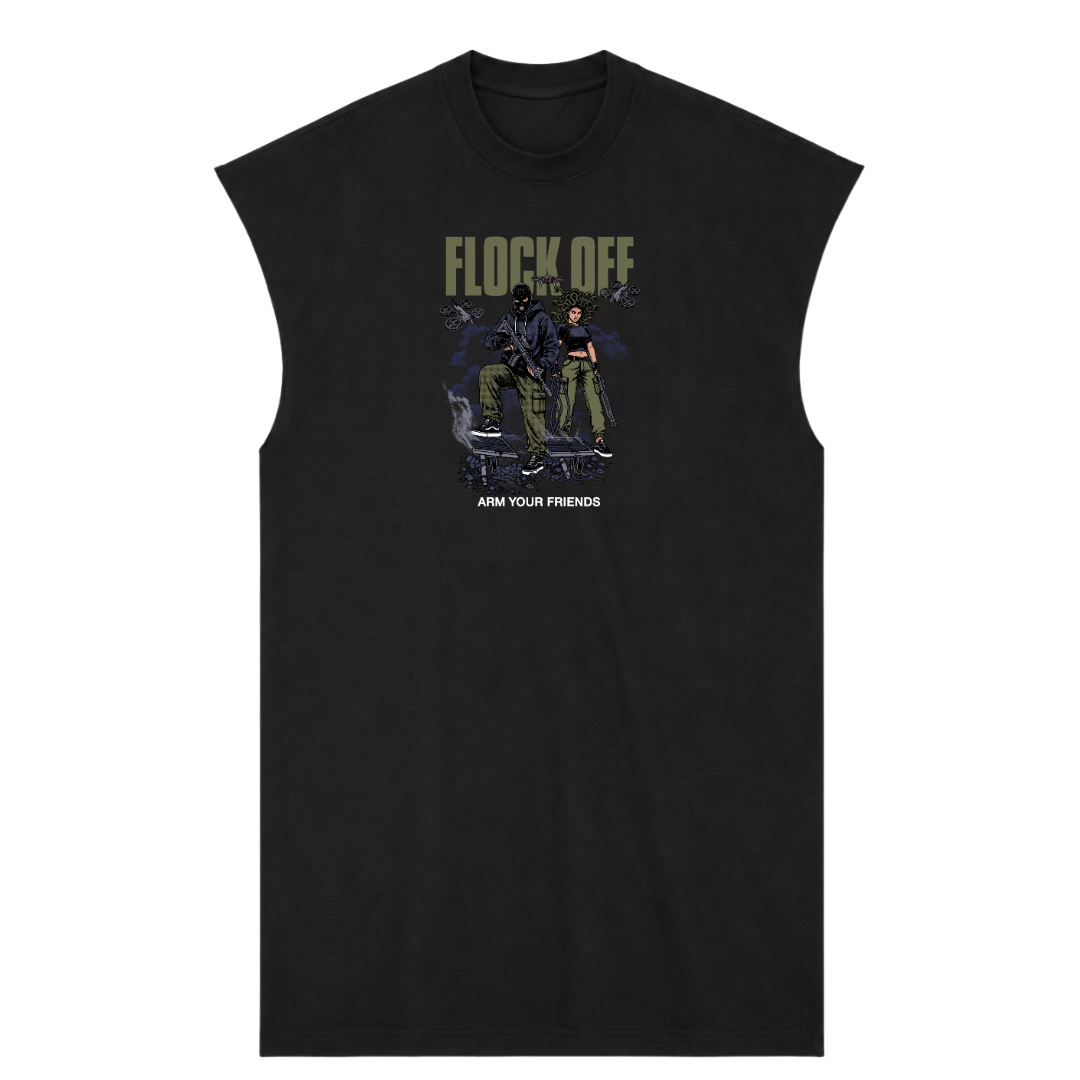 FLOCK OFF PREMIUM MUSCLE TEE (FRONT ONLY) - GREEN