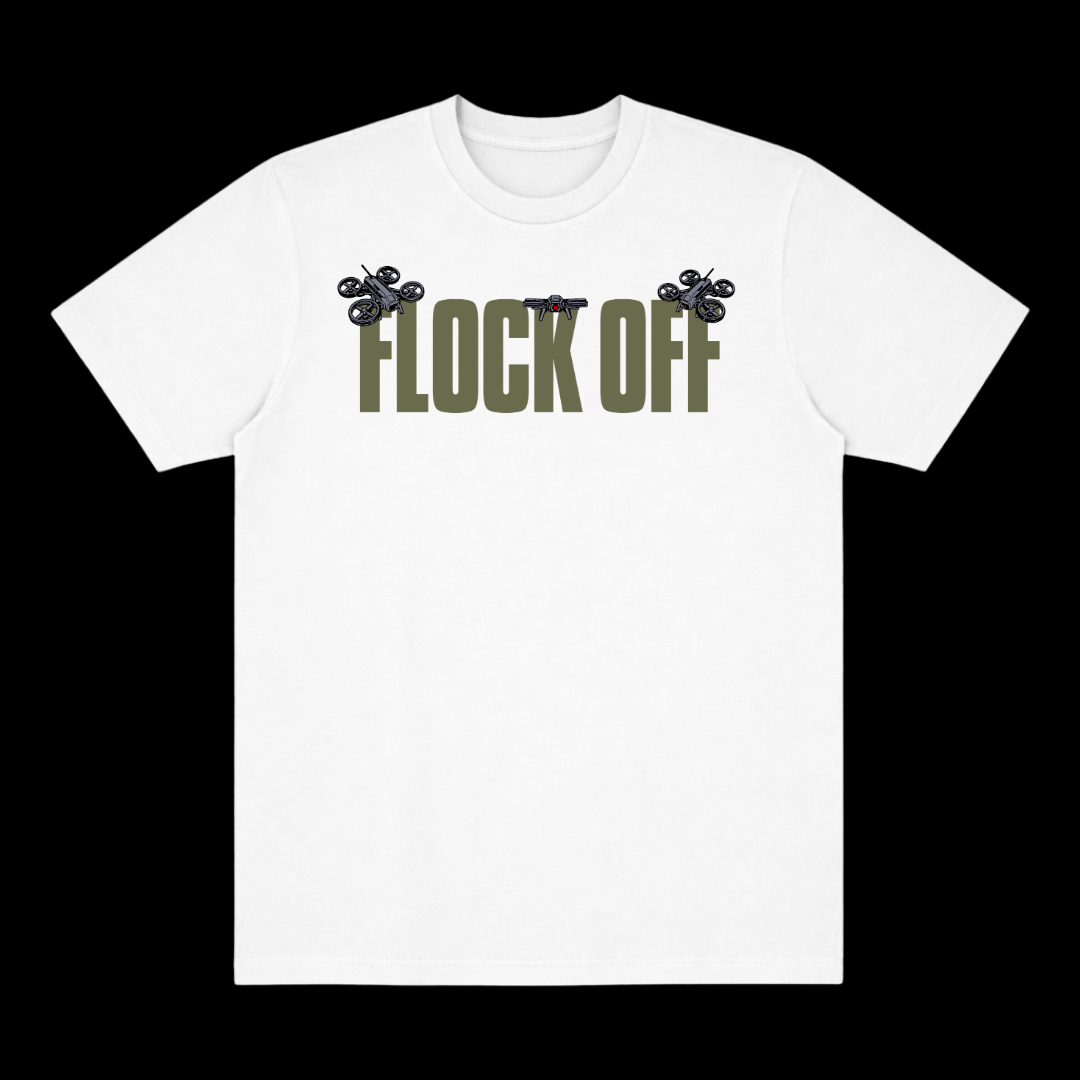 FLOCK OFF CLASSIC TEE (FRONT ONLY) - GREEN TEXT