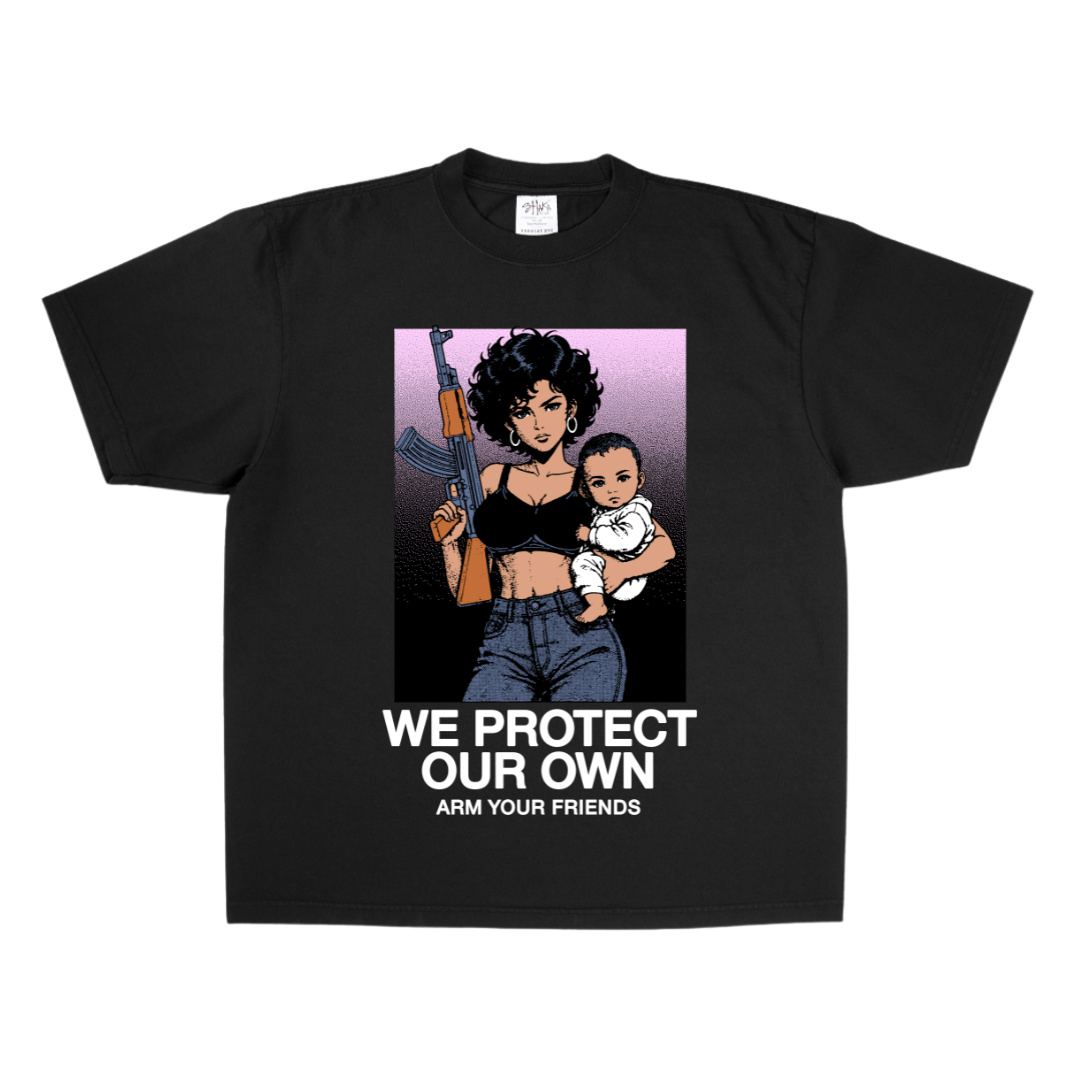WE PROTECT OUR OWN OVERSIZE TEE- COLORED (FRONT ONLY)