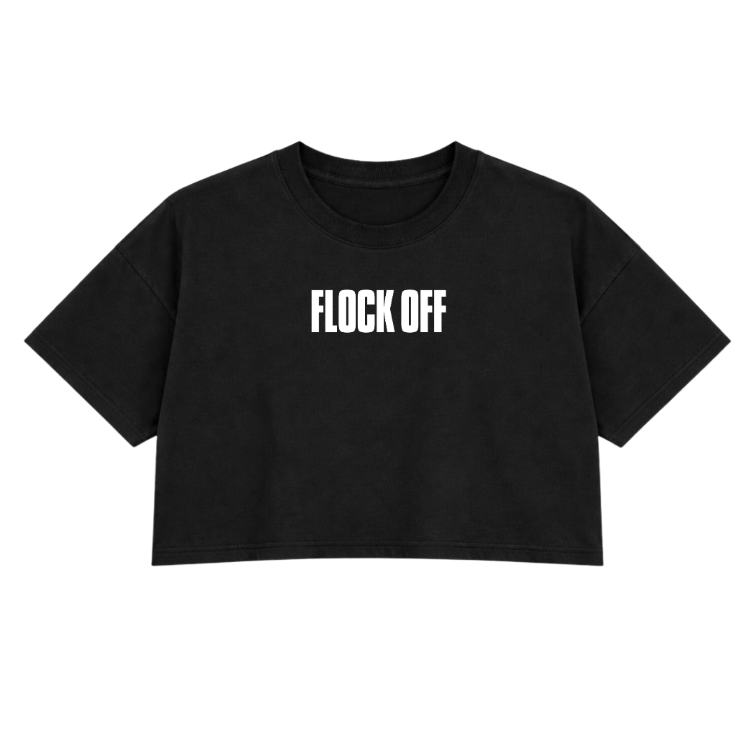 FLOCK OFF PREMIUM CROP TEE (DOUBLE SIDED)