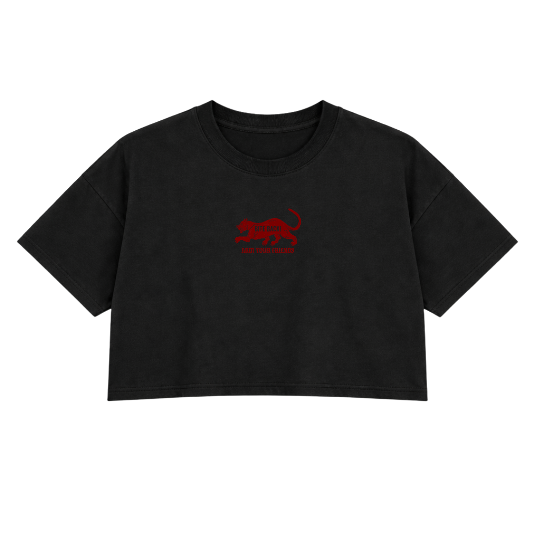 BITE BACK PREMIUM CROP TEE (DOUBLE SIDED) - RED