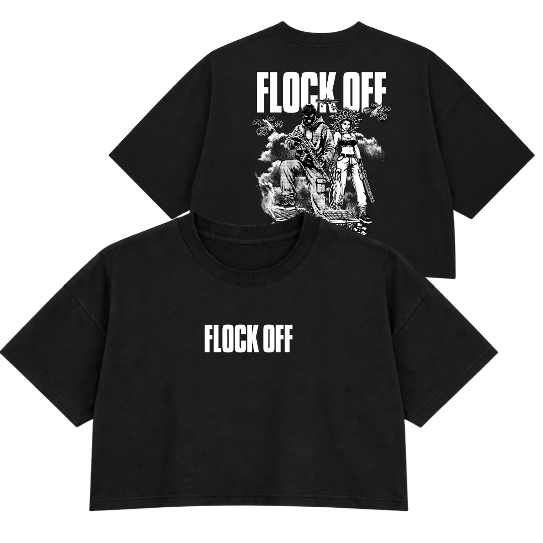 FLOCK OFF PREMIUM CROP TEE (DOUBLE SIDED)
