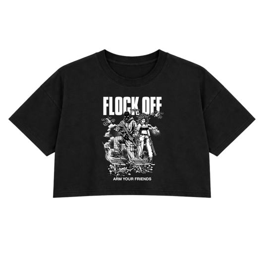 FLOCK OFF PREMIUM CROP TEE (FRONT ONLY)