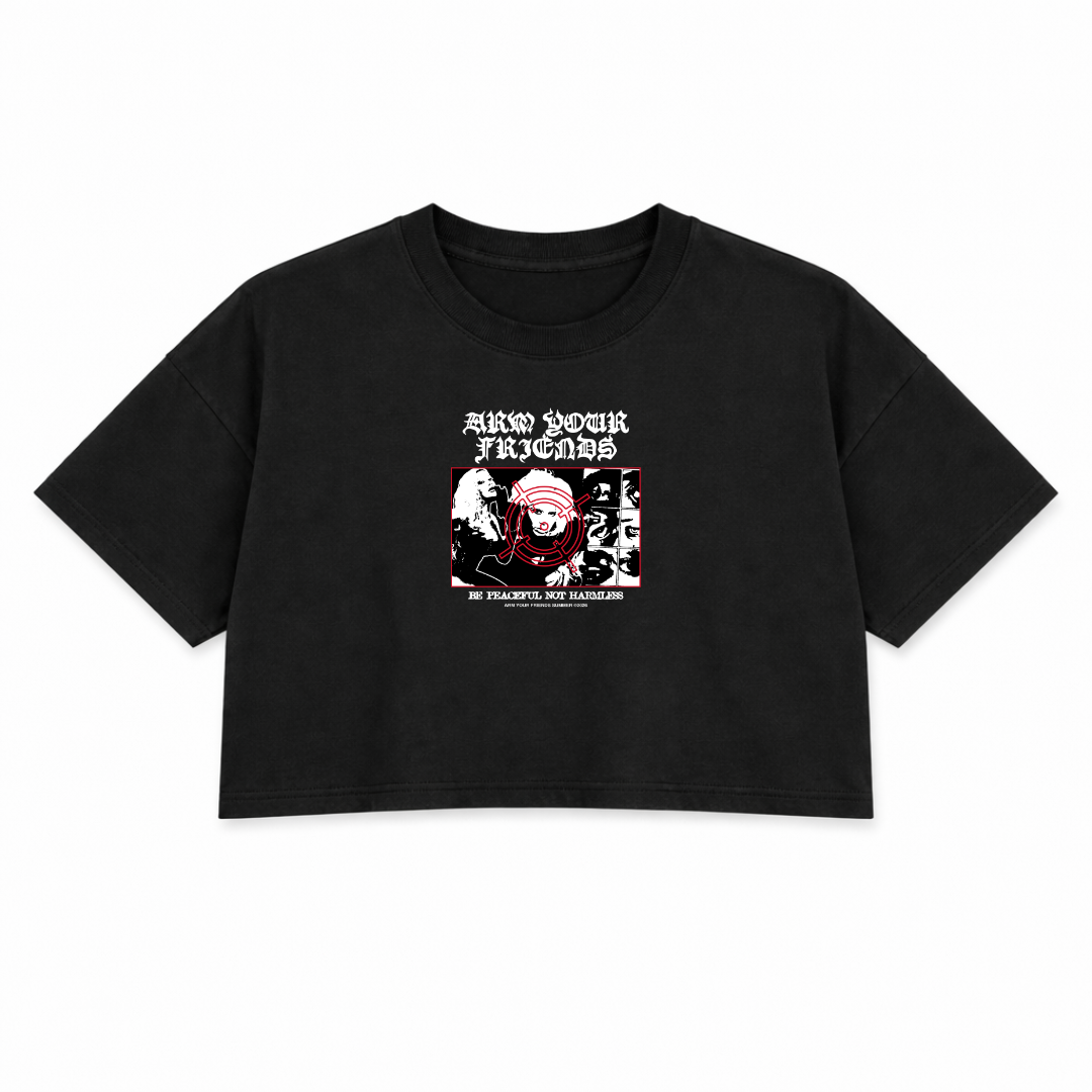 BE PEACEFUL NOT HARMLESS PREMIUM CROP TEE (FRONT ONLY)