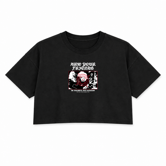BE PEACEFUL NOT HARMLESS PREMIUM CROP TEE (FRONT ONLY)