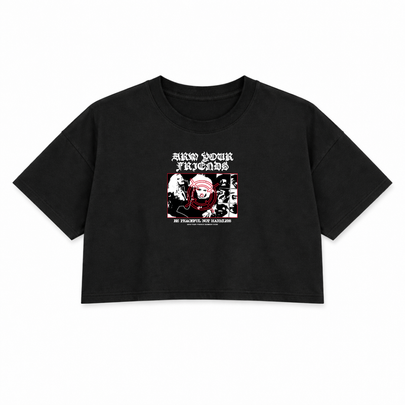 BE PEACEFUL NOT HARMLESS PREMIUM CROP TEE (FRONT ONLY)