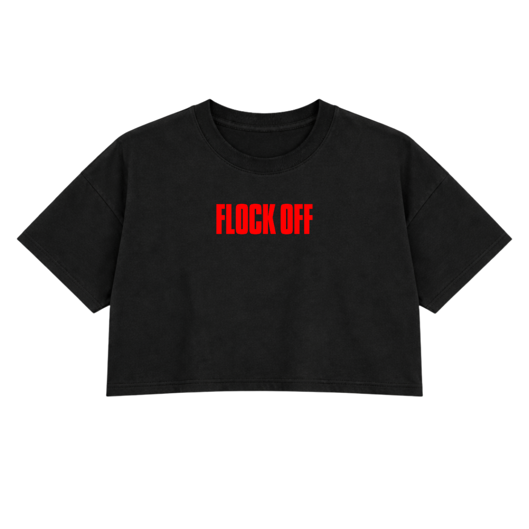 FLOCK OFF PREMIUM CROP TEE (DOUBLE SIDED) - COLORED