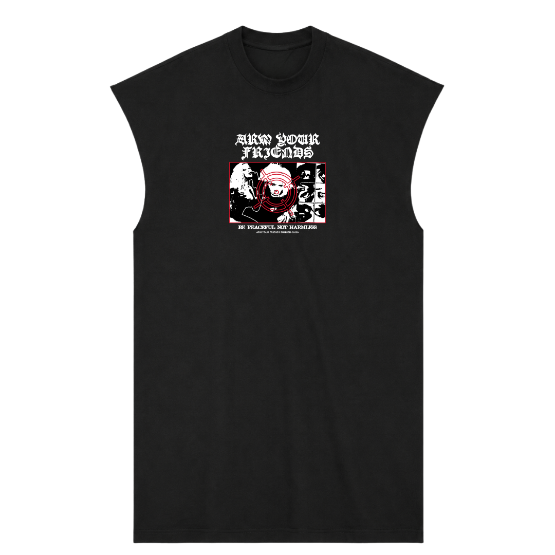 BE PEACEFUL NOT HARMLESS PREMIUM MUSCLE TEE (FRONT ONLY)