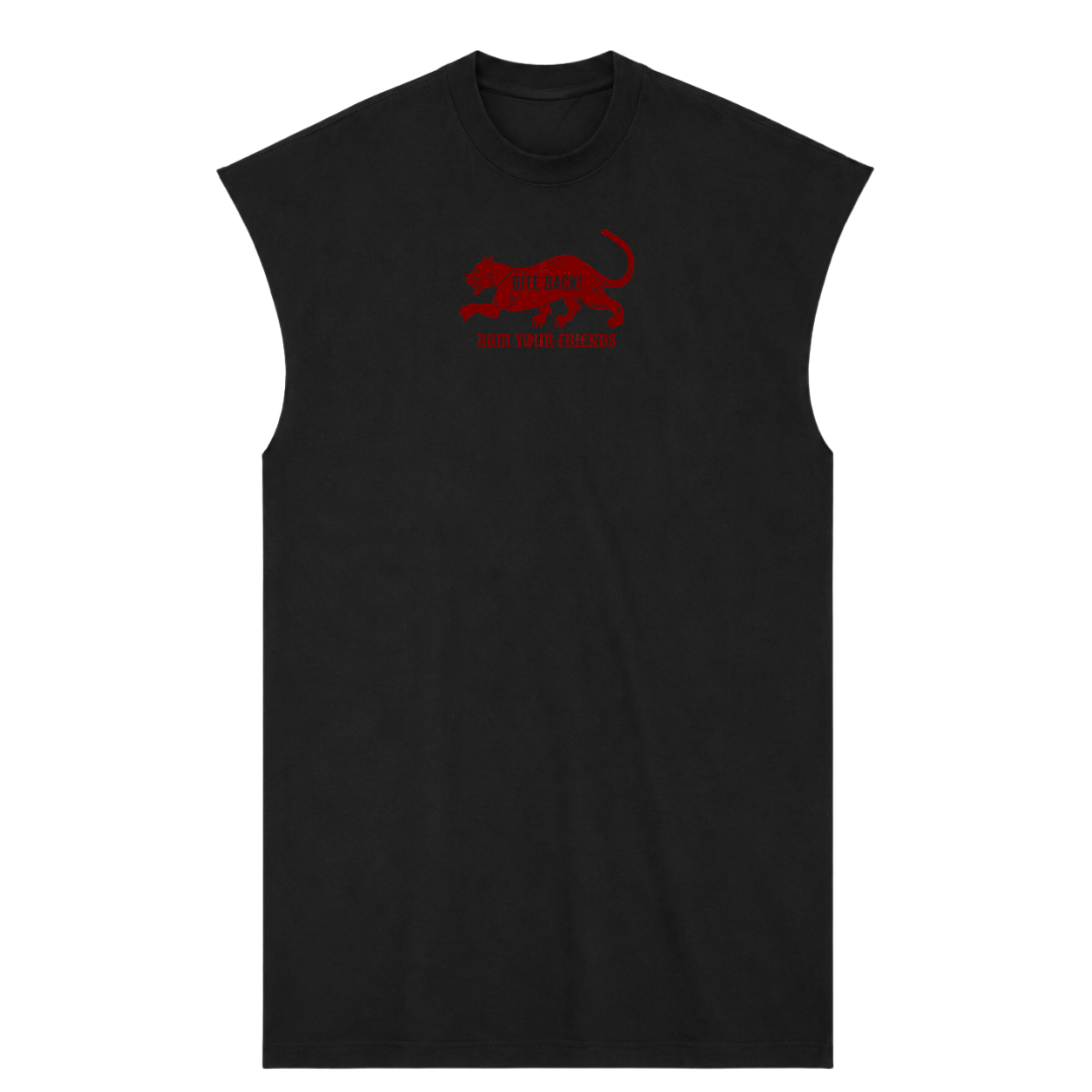 BITE BACK PREMIUM MUSCLE TEE (FRONT ONLY) - RED
