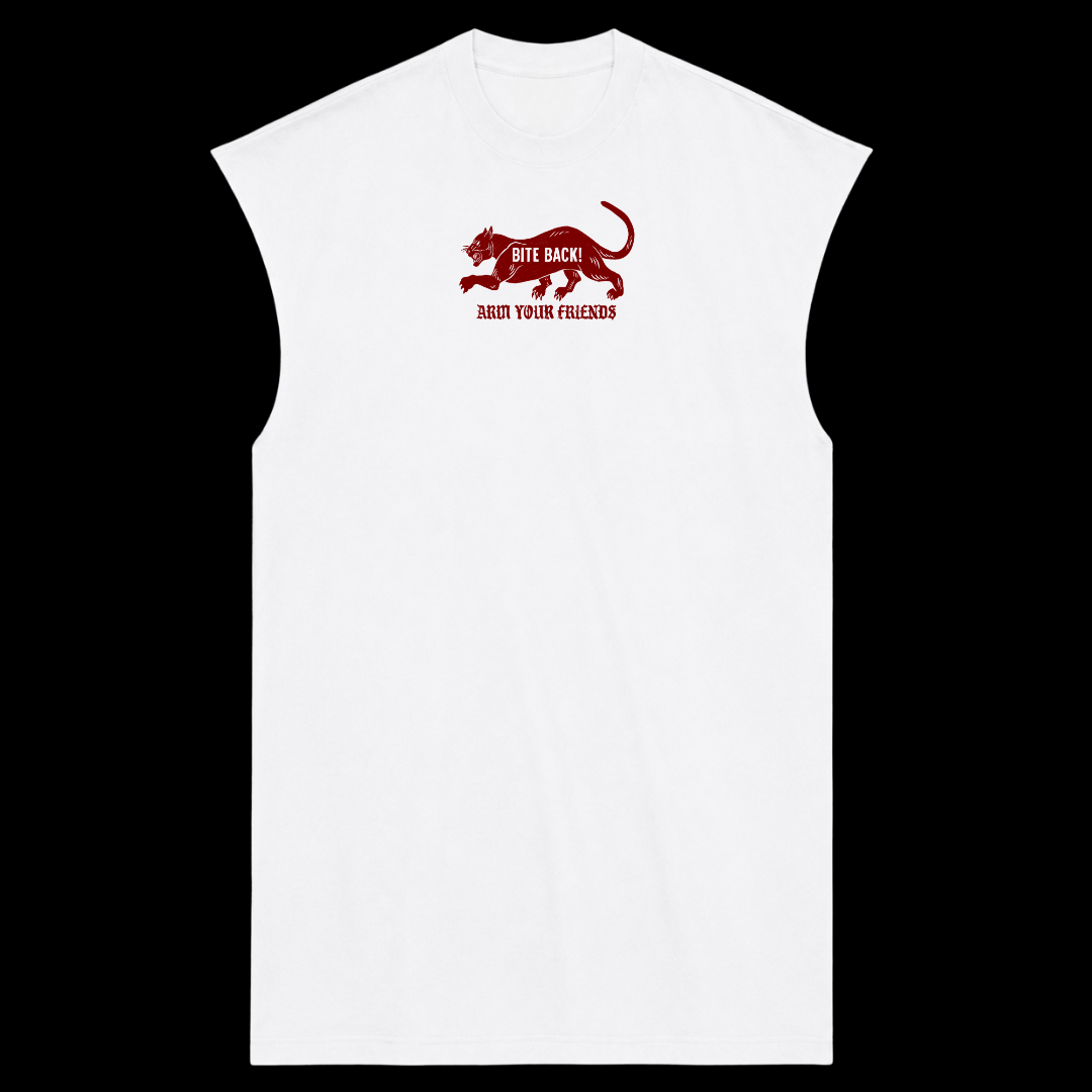 BITE BACK PREMIUM MUSCLE TEE (FRONT ONLY) - RED