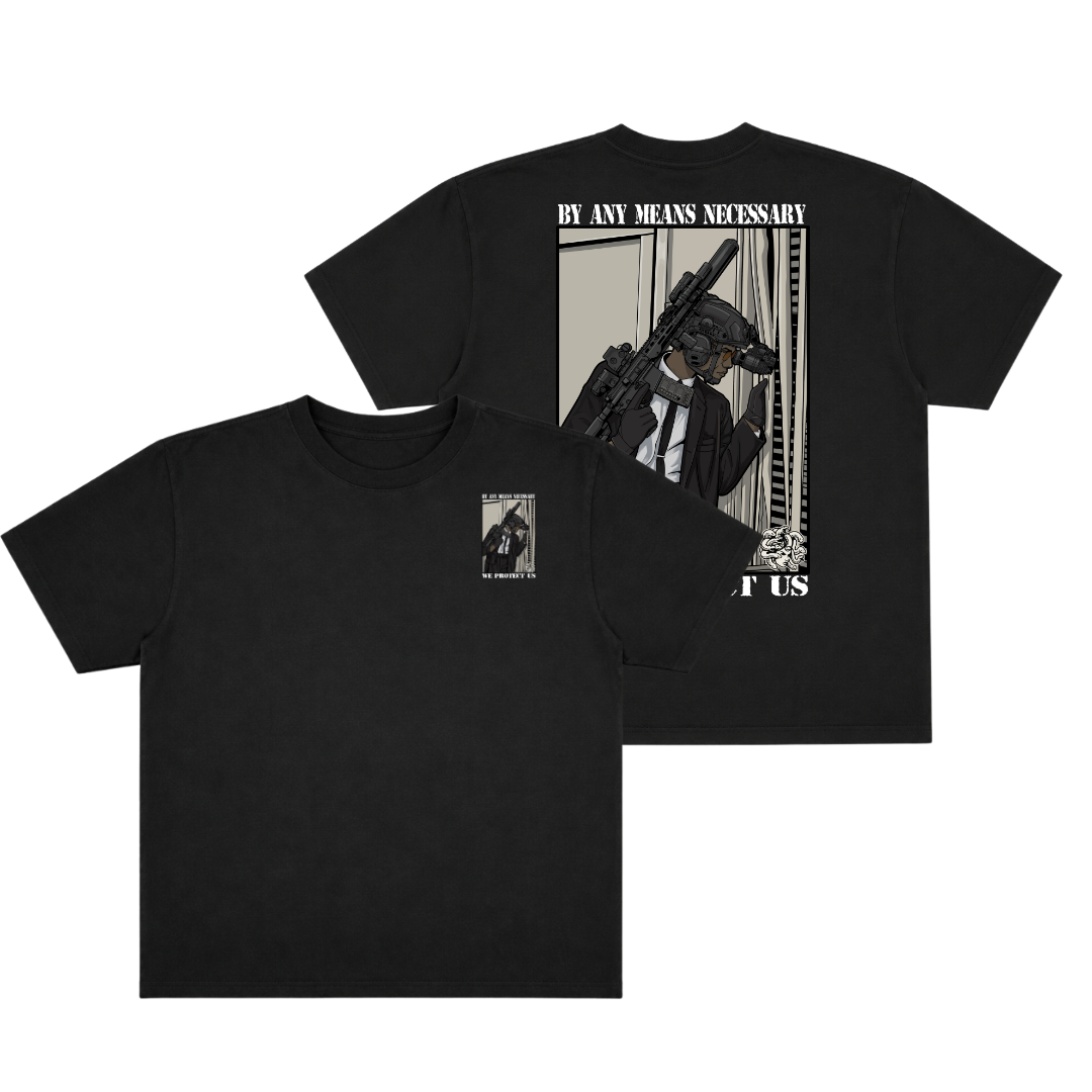 BY ANY MEANS NECESSARY OVERSIZE TEE (DOUBLE SIDED)