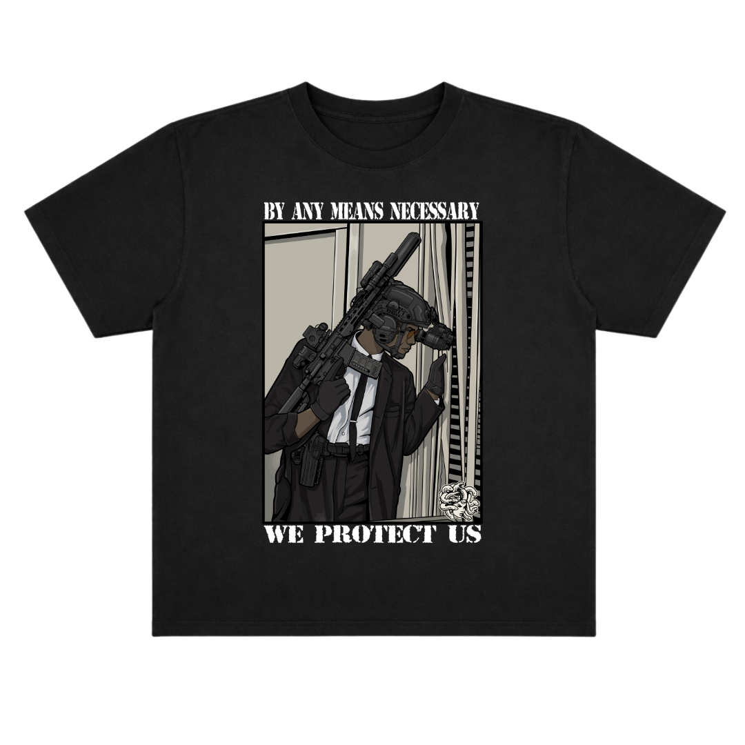 BY ANY MEANS NECESSARY OVERSIZE TEE (FRONT ONLY)