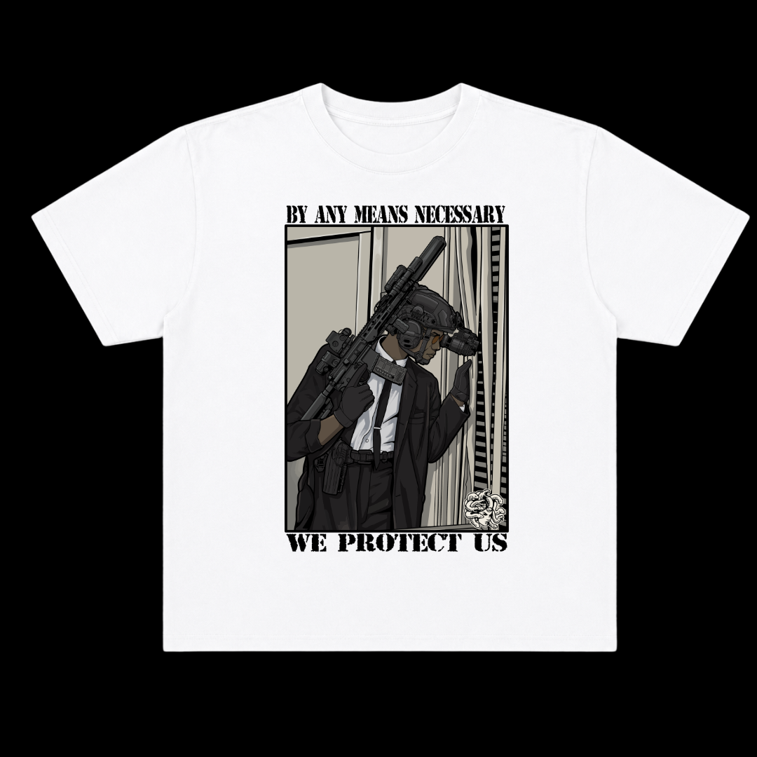 BY ANY MEANS NECESSARY OVERSIZE TEE (FRONT ONLY)