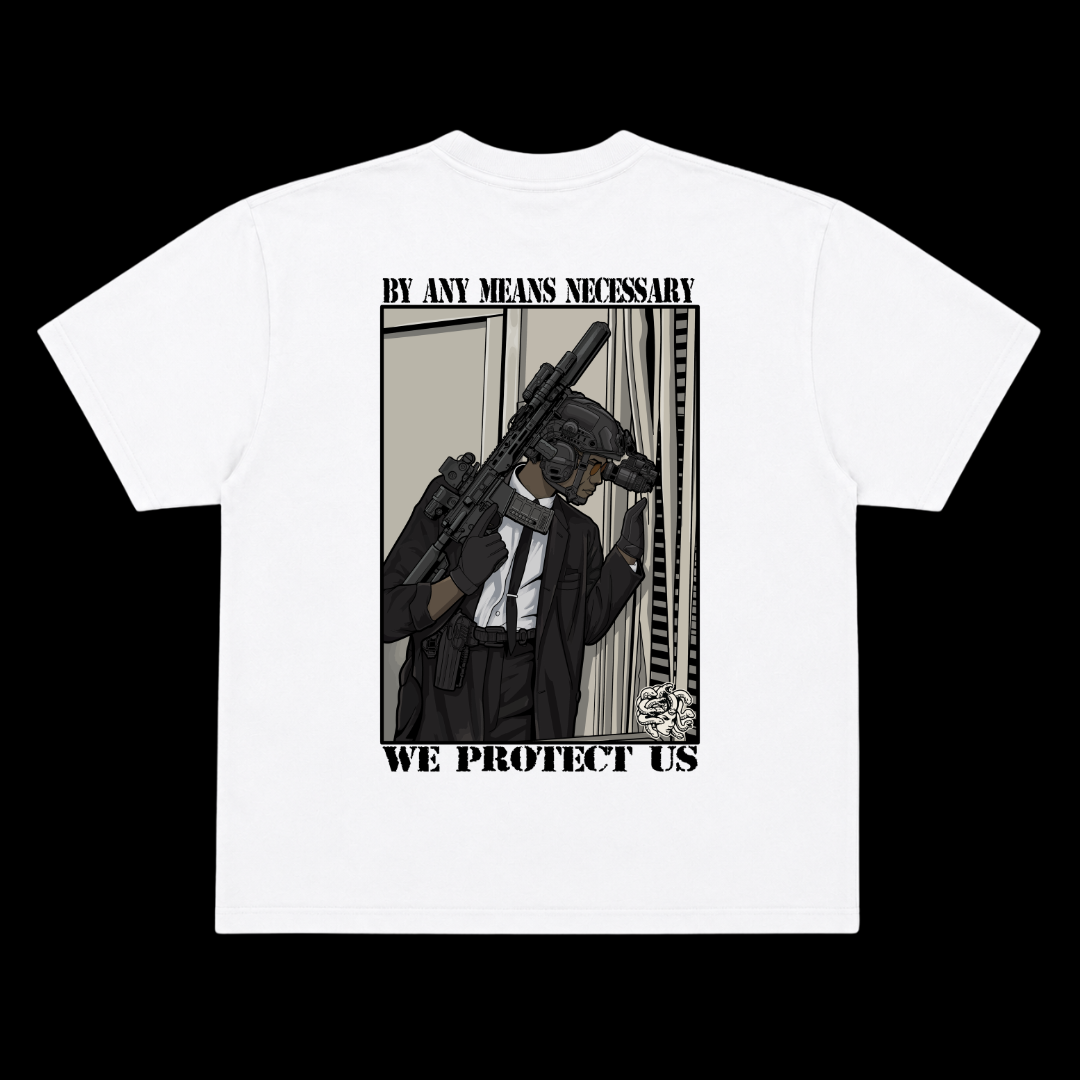 BY ANY MEANS NECESSARY OVERSIZE TEE (DOUBLE SIDED)